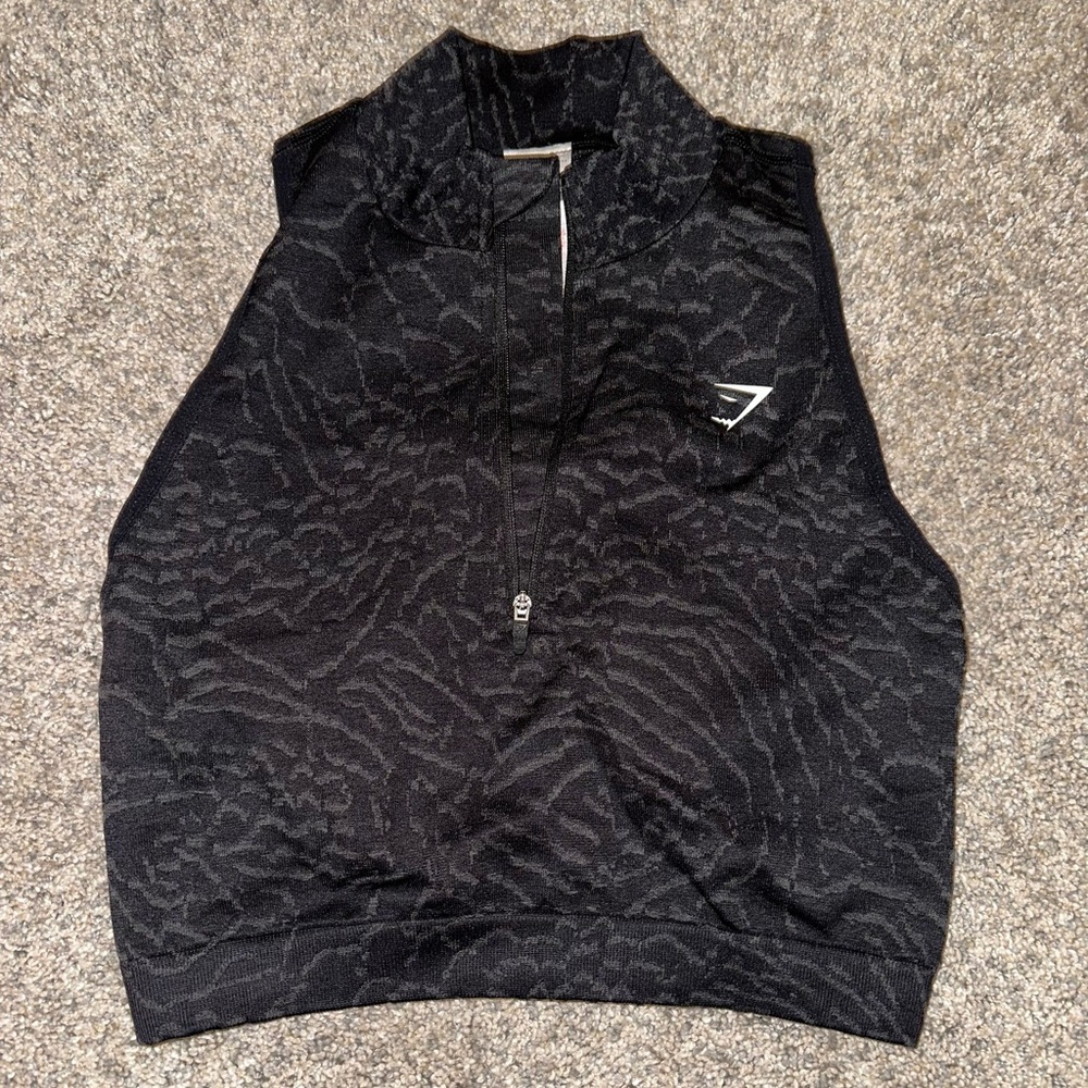 Gymshark Adapt Animal Seamless Crop 1/2 Zip- Black